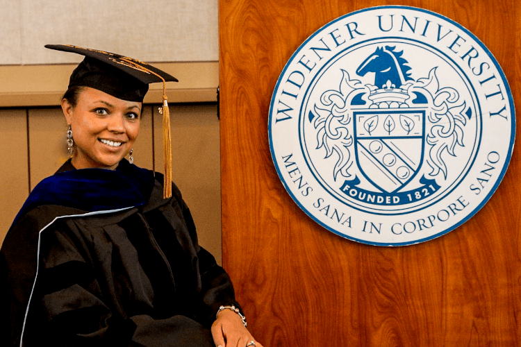 A photo of Dr. Toni Warner graduating from Weidener University